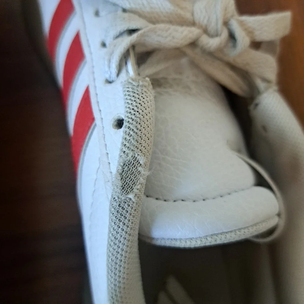 Adidas VL Court 3.0 Low Sneakers White Red Gum Sole JI2908 Womens 6.5